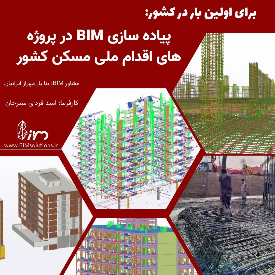 پیاده سازی BIM در برای اولین بار در کشور در پروژه های اقدام ملی مسکن در شهر سیرجان استان کرمان شرکت تعاونی مسکن امید فردای سیرجان توسط شرکت بنایار مهراز ایرانیان مدلسازی اطلاعات ساخت